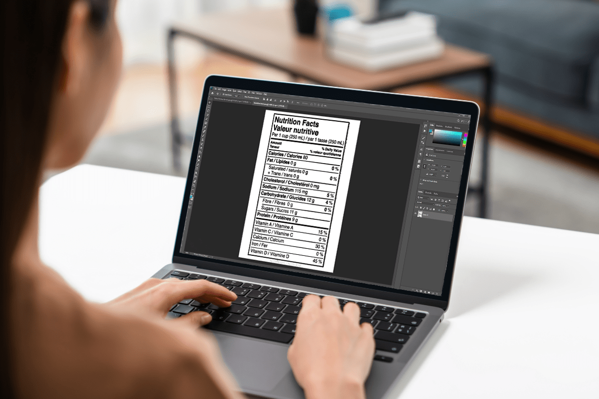 Tailor To Your Needs A woman editing a nutrition facts maker template